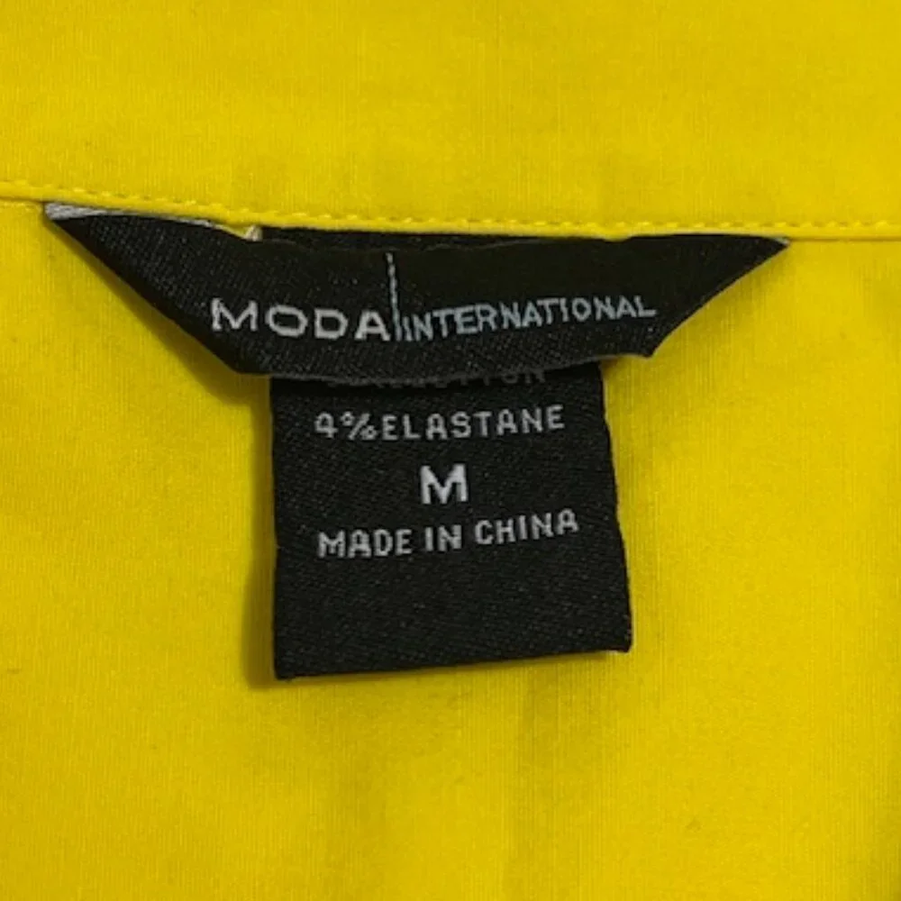 Moda International Yellow Button Front Blouse- Size M Summer Office Casual Fun - Picture 2 of 6
